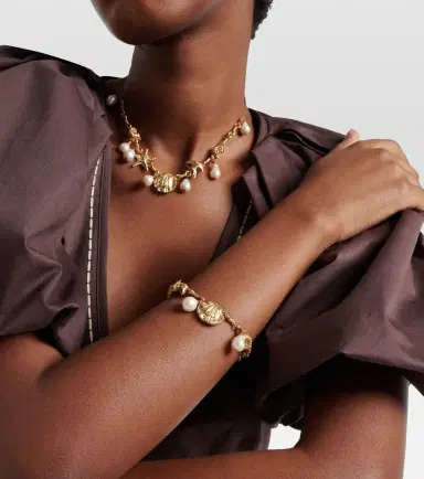 ALÉMAIS Alémais Faux pearl embellished charm bracelet | Thumbnail 4