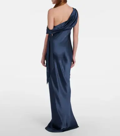 The Sei Draped one-shoulder silk charmeuse gown | Thumbnail 5