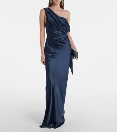 The Sei Draped one-shoulder silk charmeuse gown | Thumbnail 6