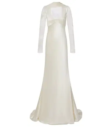 Danielle Frankel Bridal Esme lace-trimmed silk and wool gown | Thumbnail 1