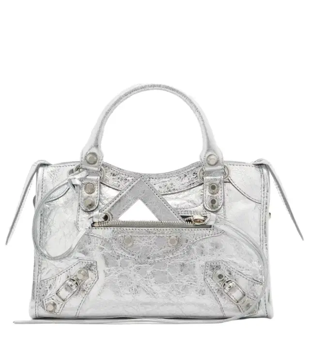 Le City Small metallic leather tote bag