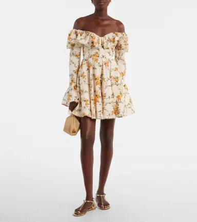 Agua by Agua Bendita Verso off-shoulder floral cotton minidress | Thumbnail 3