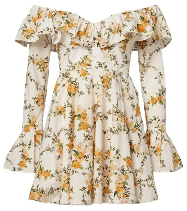 Verso off-shoulder floral cotton minidress