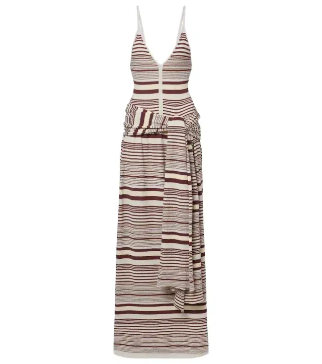 Aella knitted striped cotton-blend maxi dress
