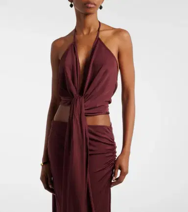 Aya Muse Kaima draped jersey crop top | Thumbnail 3