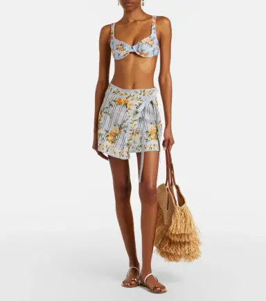 Agua by Agua Bendita Luna floral linen beach cover-up | Thumbnail 4