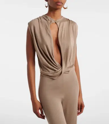 Aya Muse Esme cutout draped silk-blend crop top | Thumbnail 5