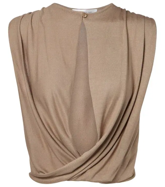 Aya Muse Esme cutout draped silk-blend crop top