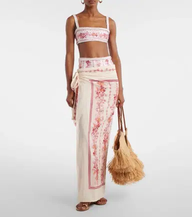 Agua by Agua Bendita Lavanda floral cotton and silk beach cover-up | Thumbnail 3