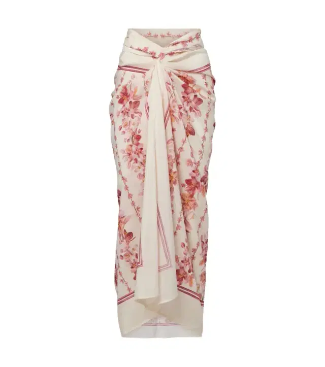 Agua by Agua Bendita Lavanda floral cotton and silk beach cover-up
