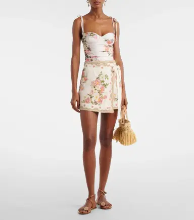 Agua by Agua Bendita Luna floral linen beach cover-up | Thumbnail 5