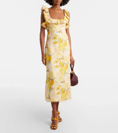 Zimmermann Como floral ruffled linen midi dress | Thumbnail 5