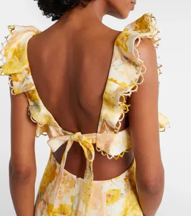 Zimmermann Como floral ruffled linen midi dress | Thumbnail 6