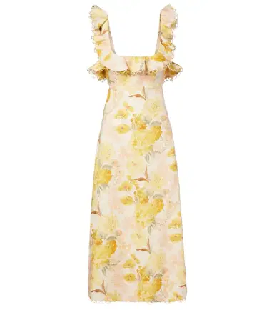 Zimmermann Como floral ruffled linen midi dress | Thumbnail 1