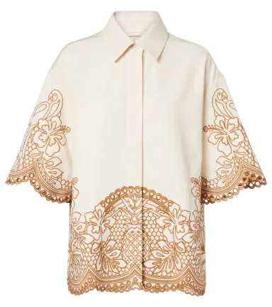 Zimmermann Como embroidered cotton shirt | Thumbnail 1