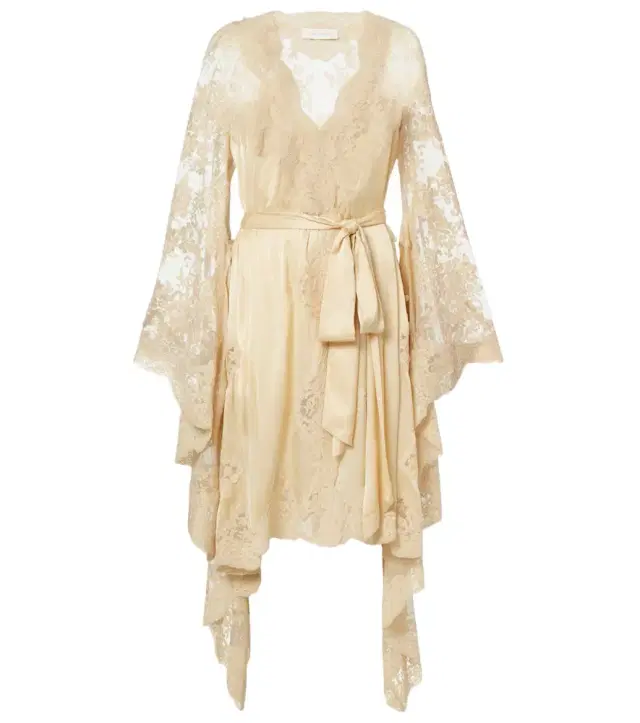 Como lace-trimmed draped silk midi dress
