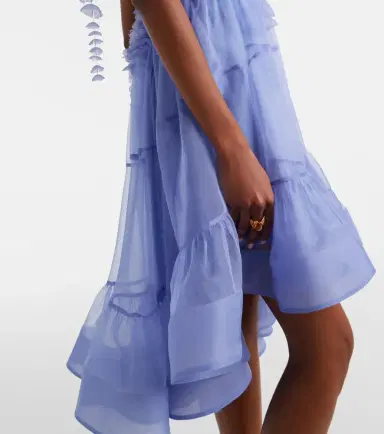 Zimmermann Como asymmetric floral-appliqué silk minidress | Thumbnail 3 Zimmermann Como asymmetric floral-appliqué silk minidress | Thumbnail 3
