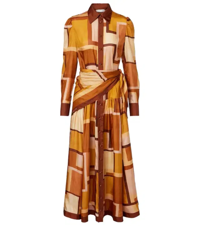 Como printed silk shirt dress