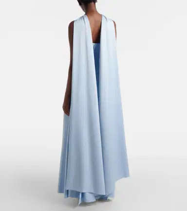 Solace London Cece halterneck crêpe and satin gown | Thumbnail 4 Solace London Cece halterneck crêpe and satin gown | Thumbnail 4
