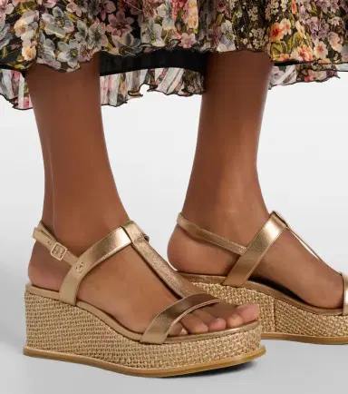 Jimmy Choo Theia metallic leather wedge sandals | Thumbnail 6
