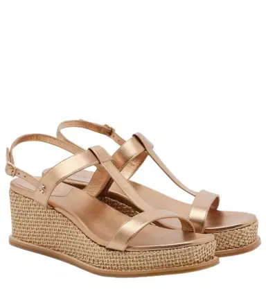 Jimmy Choo Theia metallic leather wedge sandals | Thumbnail 1