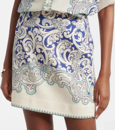 ALÉMAIS Alémais Printed linen and cotton miniskirt | Thumbnail 3
