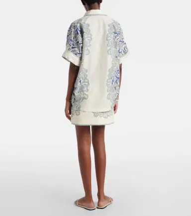 ALÉMAIS Alémais Printed linen and cotton miniskirt | Thumbnail 4