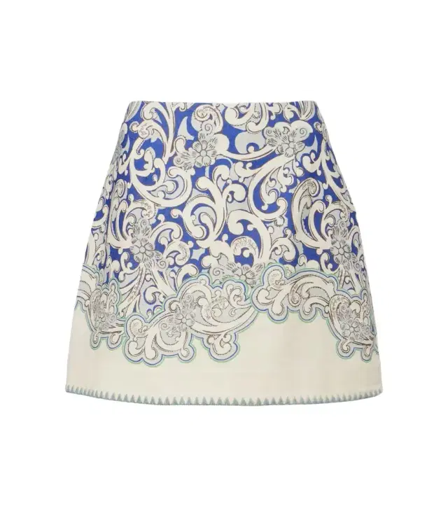 Alemais Alémais Printed linen and cotton miniskirt