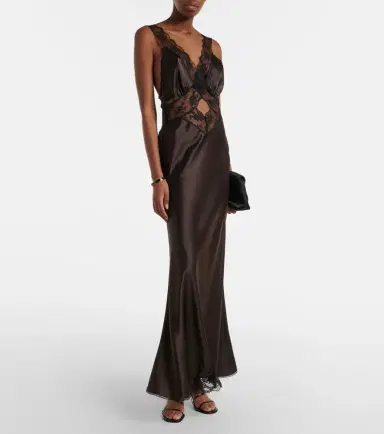 SIR Lace-trimmed silk maxi dress | Thumbnail 5