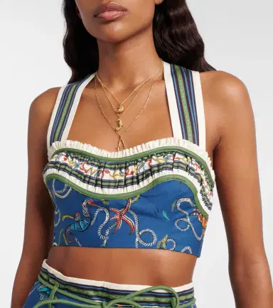 ALÉMAIS Alémais Cove printed halterneck cotton crop top | Thumbnail 4