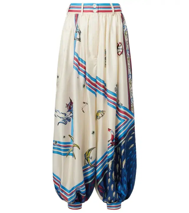 Alemais Alémais Apollo printed cropped silk satin balloon pants