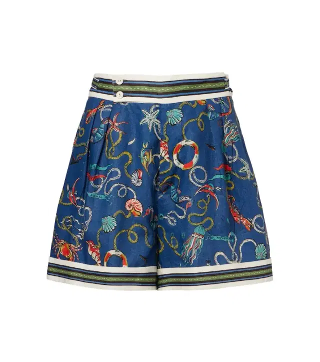 Alémais Cove printed linen shorts