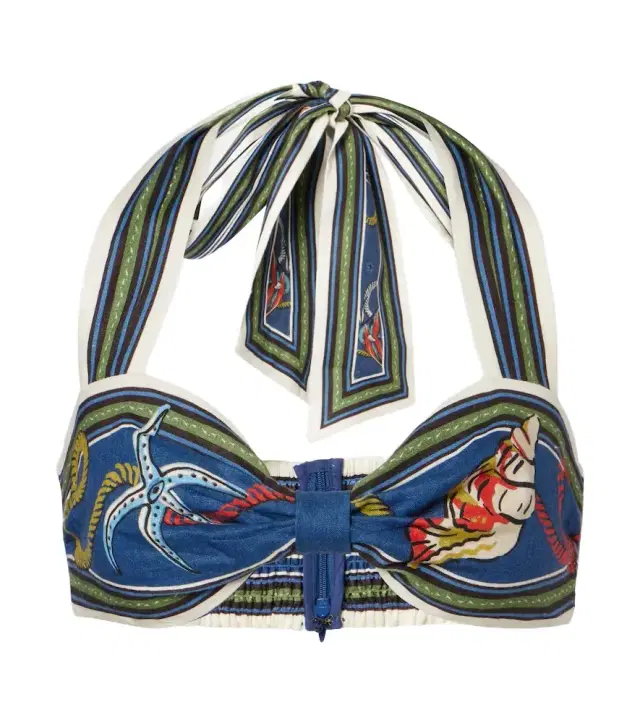 Alémais Cove printed linen bra top