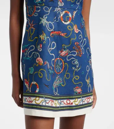 ALÉMAIS Alémais Cove printed halterneck linen minidress | Thumbnail 2