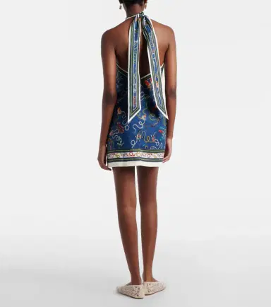 ALÉMAIS Alémais Cove printed halterneck linen minidress | Thumbnail 4