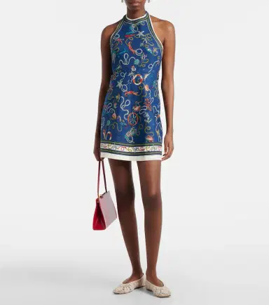 ALÉMAIS Alémais Cove printed halterneck linen minidress | Thumbnail 5