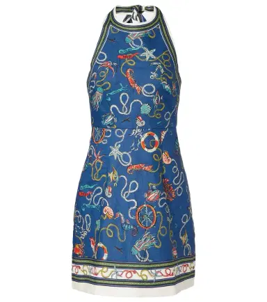 ALÉMAIS Alémais Cove printed halterneck linen minidress | Thumbnail 1
