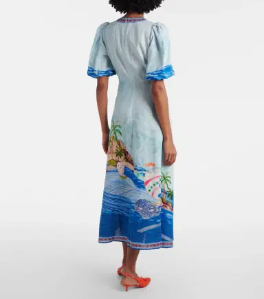 ALÉMAIS Alémais Printed linen midi dress | Thumbnail 2 ALÉMAIS Alémais Printed linen midi dress | Thumbnail 2