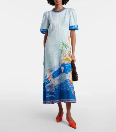 ALÉMAIS Alémais Printed linen midi dress | Thumbnail 6 ALÉMAIS Alémais Printed linen midi dress | Thumbnail 6