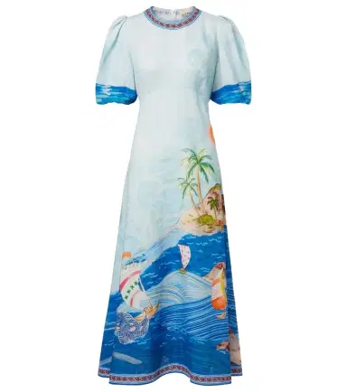 ALÉMAIS Alémais Printed linen midi dress | Thumbnail 1 ALÉMAIS Alémais Printed linen midi dress | Thumbnail 1