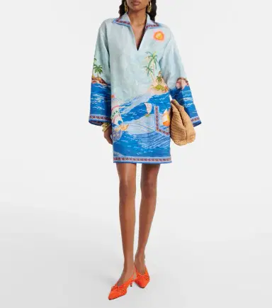 ALÉMAIS Alémais Island printed linen minidress | Thumbnail 3