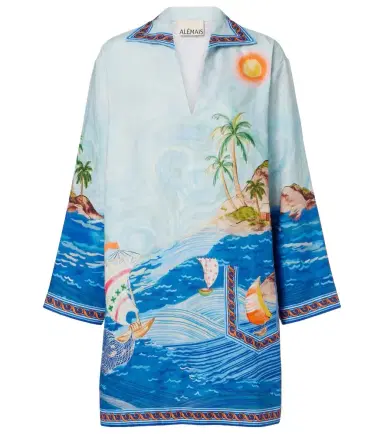ALÉMAIS Alémais Island printed linen minidress | Thumbnail 1