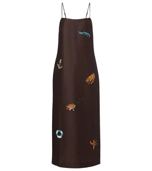Alémais Embellished printed linen-blend maxi dress