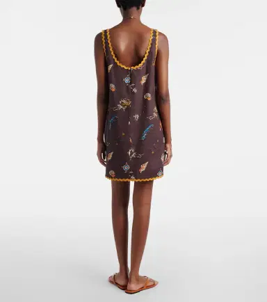 ALÉMAIS Alémais Printed scalloped linen minidress | Thumbnail 3