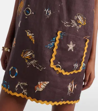 ALÉMAIS Alémais Printed scalloped linen minidress | Thumbnail 4