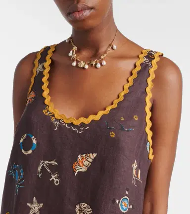 ALÉMAIS Alémais Printed scalloped linen minidress | Thumbnail 5