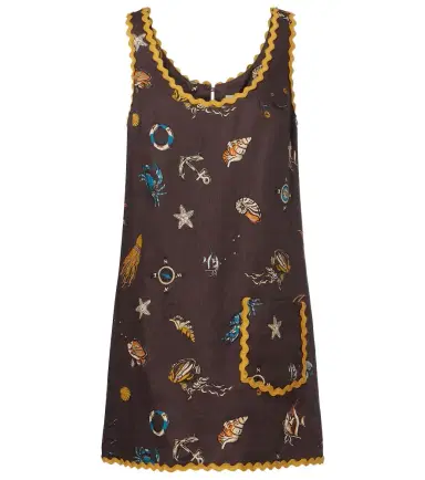ALÉMAIS Alémais Printed scalloped linen minidress | Thumbnail 1