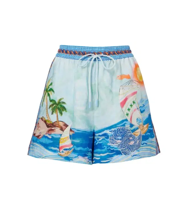 Alemais Alémais Printed linen shorts