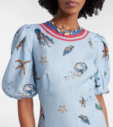 ALÉMAIS Alémais Printed linen midi dress | Thumbnail 2