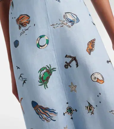 ALÉMAIS Alémais Printed linen midi dress | Thumbnail 4